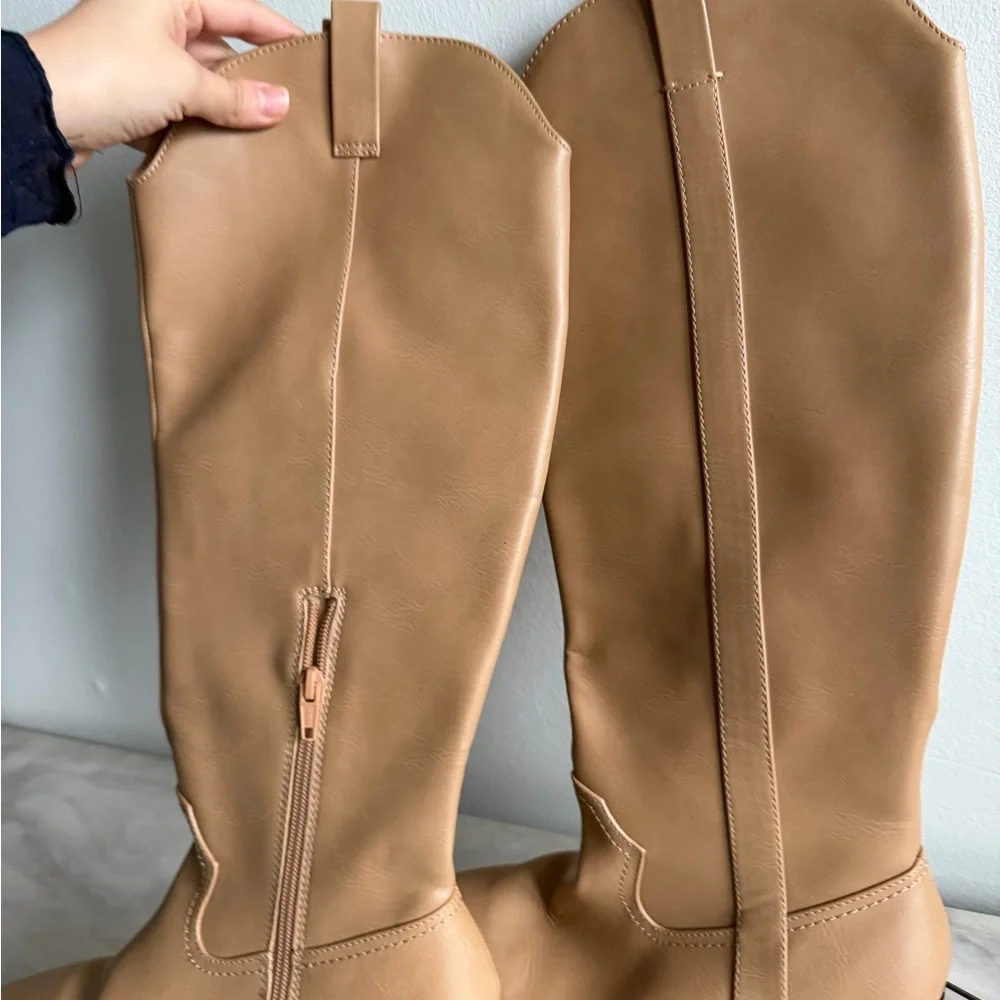 A new day Tan Leather Knee-High Boots